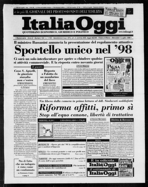 Italia oggi : quotidiano di economia finanza e politica